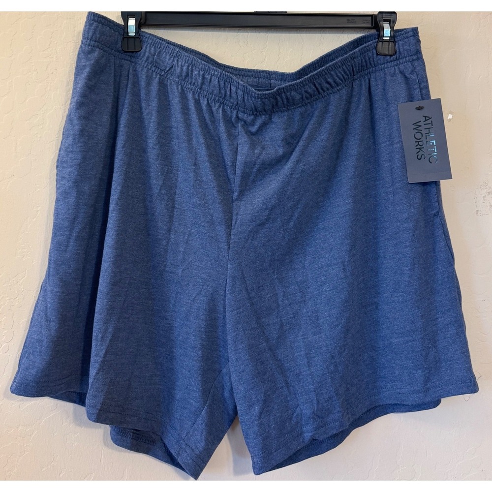Athletic Works Shorts Men XL Blue Heather Tri-Blend Athletic Training Gym NEW